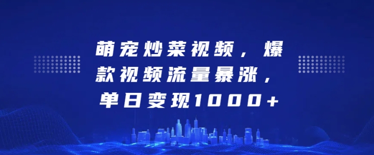 萌宠炒菜视频，爆款视频流量暴涨，单日变现1k_网创资源库