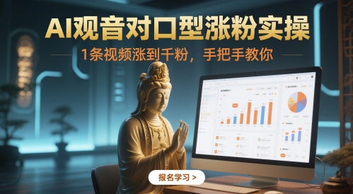 AI观音对口型涨粉实操，1条视频涨到千粉，手把手教你_网创资源库