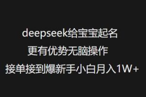 deepseek给宝宝起名更有优势无脑操作接单接到爆新手小白月入1W+_网创资源库