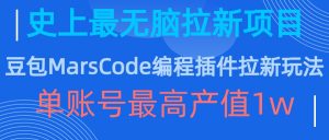 豆包MarsCode编程插件拉新玩法，史上最无脑的拉新项目，单账号最高产值1w_网创资源库