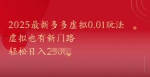 2025最新多多虚拟0.01玩法！虚拟也有新世界，轻松日入1k+_网创资源库