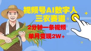 视频号AI数字人玩转三农赛道，2分钟一条视频，单月变现2W+_网创资源库