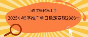 2025小程序推广单日稳定变现多张，一部手机即可操作，小白宝妈轻松上手【揭秘】_网创资源库