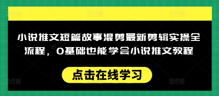 小说推文短篇故事混剪最新剪辑实操全流程，0基础也能学会小说推文教程，肯干多发日入多张_网创资源库