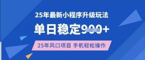 25年3月最新小程序升级玩法，单日稳定收益数张，风口项目，一个手机轻松操作【揭秘】_网创资源库
