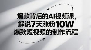 爆款背后的AI视频课，解说7天涨粉10W爆款短视频的制作流程_网创资源库