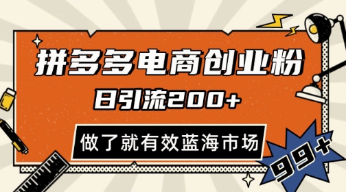拼多多引流电商创业粉，日引200+，可矩阵放大，做了就有效【揭秘】_网创资源库
