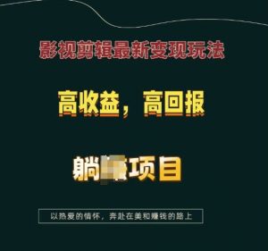 影视剪辑最新变现玩法，高收益，高回报，躺Z项目【揭秘】_网创资源库