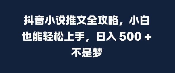 抖音小说推文全攻略，小白也能轻松上手，日入 5张+ 不是梦【揭秘】_网创资源库