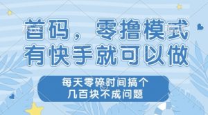 首码，零撸模式，有快手就可以做，每天零碎时间搞个几张不成问题【揭秘】_网创资源库