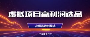 虚拟项目高利润选品方法，做好单店利润1W+，可多店倍增利润_网创资源库