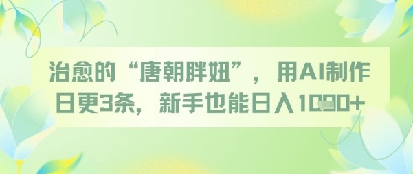 治愈的“唐朝胖妞”，用AI制作日更3条，新手也能日入多张_网创资源库