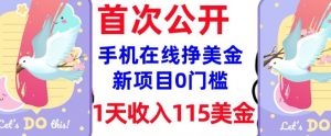 在线挣美金新项目，0门槛，1天收入115美刀，无脑操作，真正被动收入_网创资源库