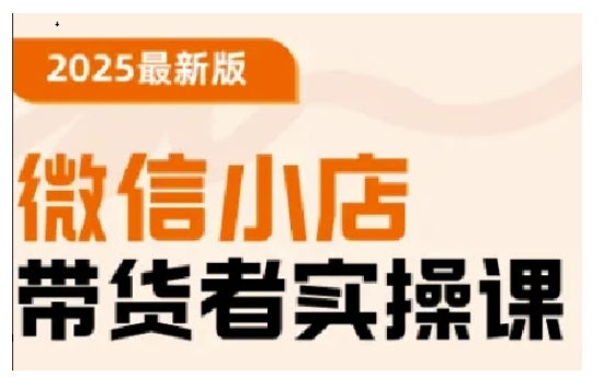 2025最新版微信小店带货者实操课，基础操作到高级运营技巧，快速上手_网创资源库