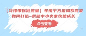 【冷锋带你做流量】年销千万级淘系商家如何打造–帮助中小卖家快速成长_网创资源库