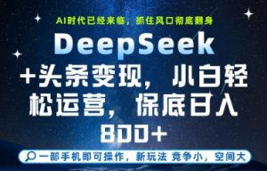 DeepSeek+头条变现，保姆级教学，小白轻松上手，日入8张+【揭秘】_网创资源库