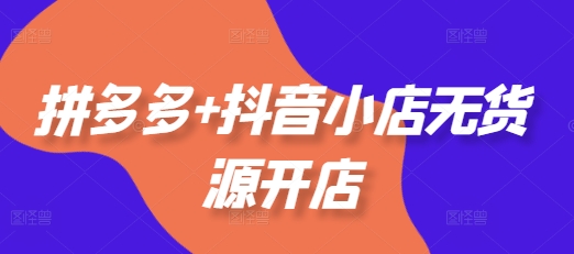 拼多多+抖音小店无货源开店，包括：选品、运营、基础、付费推广、爆款案例等(更新11月)_网创资源库