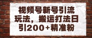 视频号新号引流玩法，搬运打法日引200+精准粉，可矩阵放大【揭秘】_网创资源库