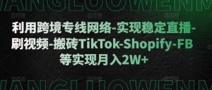利用跨境专线网络-实现稳定直播-刷视频-搬砖TikTok-Shopify-FB等实现月入2W+【揭秘】_网创资源库
