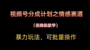 视频号分成计划之情感赛道暴力玩法，可批量操作，保姆级教学_网创资源库