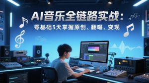 AI音乐全链路实战变现课：零基础3天掌握原创、翻唱、变现_网创资源库