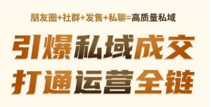 高成交私聊转化，引爆私域成交，打通运营全链_网创资源库
