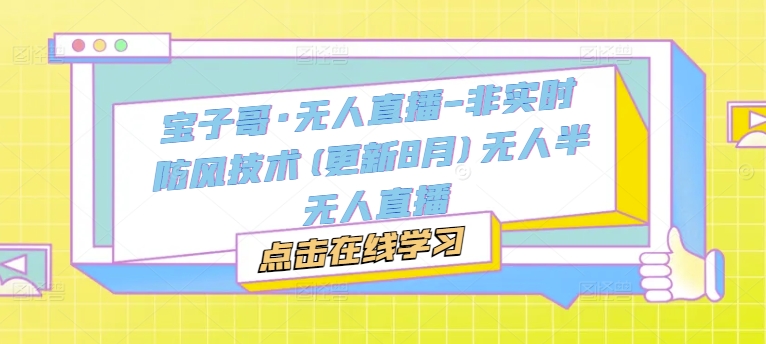 宝子哥·无人直播-非实时防风技术(更新25年5月)无人半无人直播_网创资源库