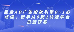 巨量AD广告投放引擎0~1必修课，新手从0到1快速学会投流获客_网创资源库