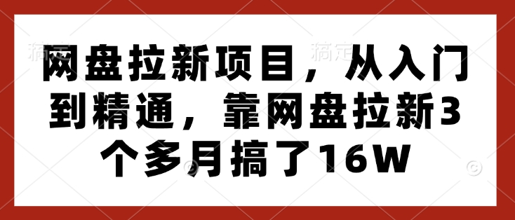 网盘拉新项目，从入门到精通，靠网盘拉新3个多月搞了16W_网创资源库