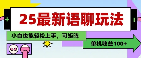 25年最新语聊玩法，纯手工，单机收益100+，小白也能轻松上手，可矩阵操作_网创资源库