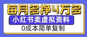 小红书虚拟资料项目，0成本简单复制，每个月多挣1W【揭秘】_网创资源库