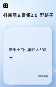 抖音图文带货野路子2.0玩法，暴力起号，单日收益多张，小白也可轻松上手【揭秘】_网创资源库