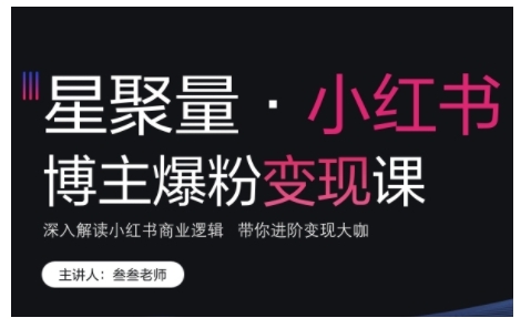 小红书博主爆粉变现课，深入解读小红书商业逻辑，带你进阶变现大咖_网创资源库