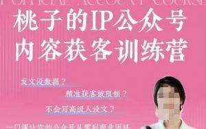 桃子IP公众号内容获客训练营(第3期)，一门让你公众号从0到商业闭环的课程_网创资源库