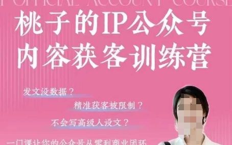 桃子IP公众号内容获客训练营(第3期)，一门让你公众号从0到商业闭环的课程_网创资源库