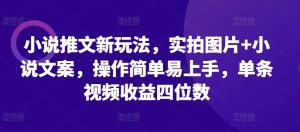 小说推文新玩法，实拍图片+小说文案，操作简单易上手，单条视频收益四位数_网创资源库
