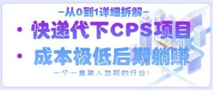 从0到1详细拆解快递代下CPS项目，一个一直被人忽视的行业！_网创资源库