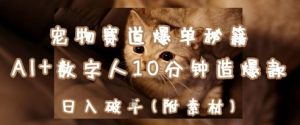 宠物赛道爆单秘籍：AI+数字人10分钟造爆款，日入1k_网创资源库