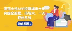 蛋花小说APP拉新爆单大佬实操全流程，市场大，一天轻松多张_网创资源库