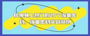 短视频上热门的20个流量密码，流量密码实战案例_网创资源库