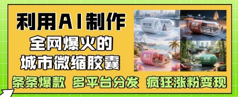 利用AI制作全网爆火的城市微缩胶囊，条条爆款， 多平台分发，疯狂涨粉变现_网创资源库