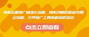 淘系运营推广标准化流程，​淘系改版后新品布局全流程，无界推广工具拆解高阶玩法_网创资源库
