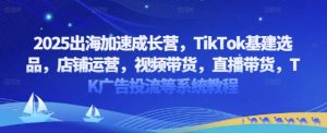 2025出海加速成长营，TikTok基建选品，店铺运营，视频带货，直播带货，TK广告投流等系统教程_网创资源库