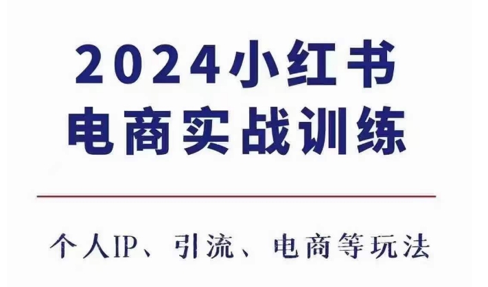 2024小红书电商3.0实战训练，包含个人IP、引流、电商等玩法_网创资源库