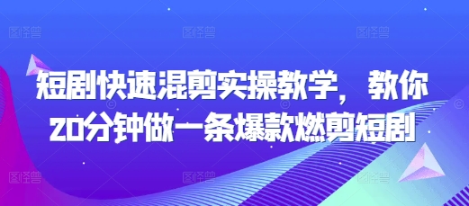 短剧快速混剪实操教学，教你20分钟做一条爆款燃剪短剧_网创资源库