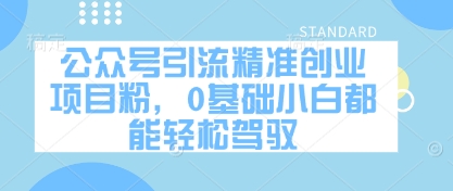 公众号引流精准创业项目粉，0基础小白都能轻松驾驭_网创资源库