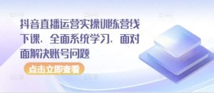 抖音直播运营实操训练营线下课，全面系统学习，面对面解决账号问题_网创资源库