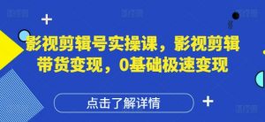影视剪辑号实操课，影视剪辑带货变现，0基础极速变现_网创资源库