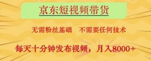 京东短视频带货，无需粉丝基础，不需要任何技术，每天十分钟发布视频，月入8k【揭秘】_网创资源库