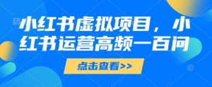 小红书虚拟项目，小红书运营高频一百问【文档】_网创资源库